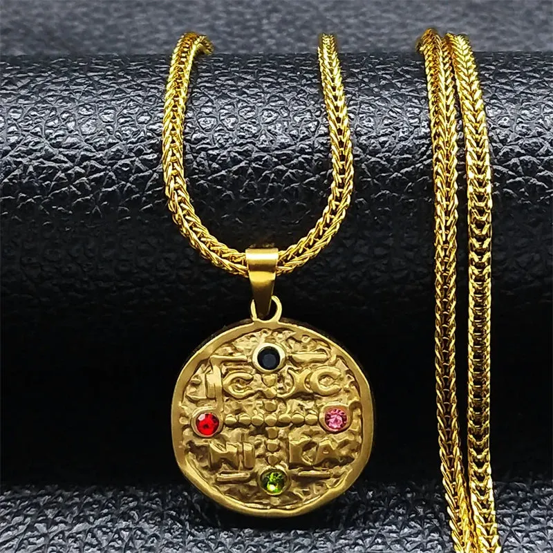 IC XC NI KA Jesus Christ Necklace Stainless Steel Gold Color Eastern Orthodox Cross Necklaces for Women