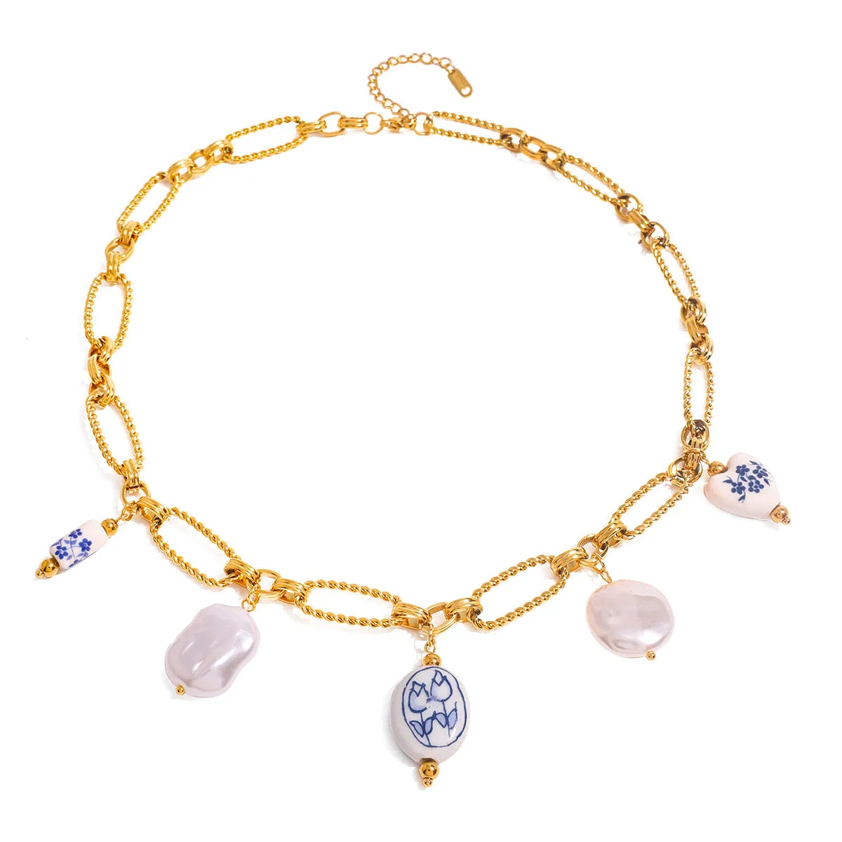IG Style Pearl Heart Pearl Electroplating Necklaces