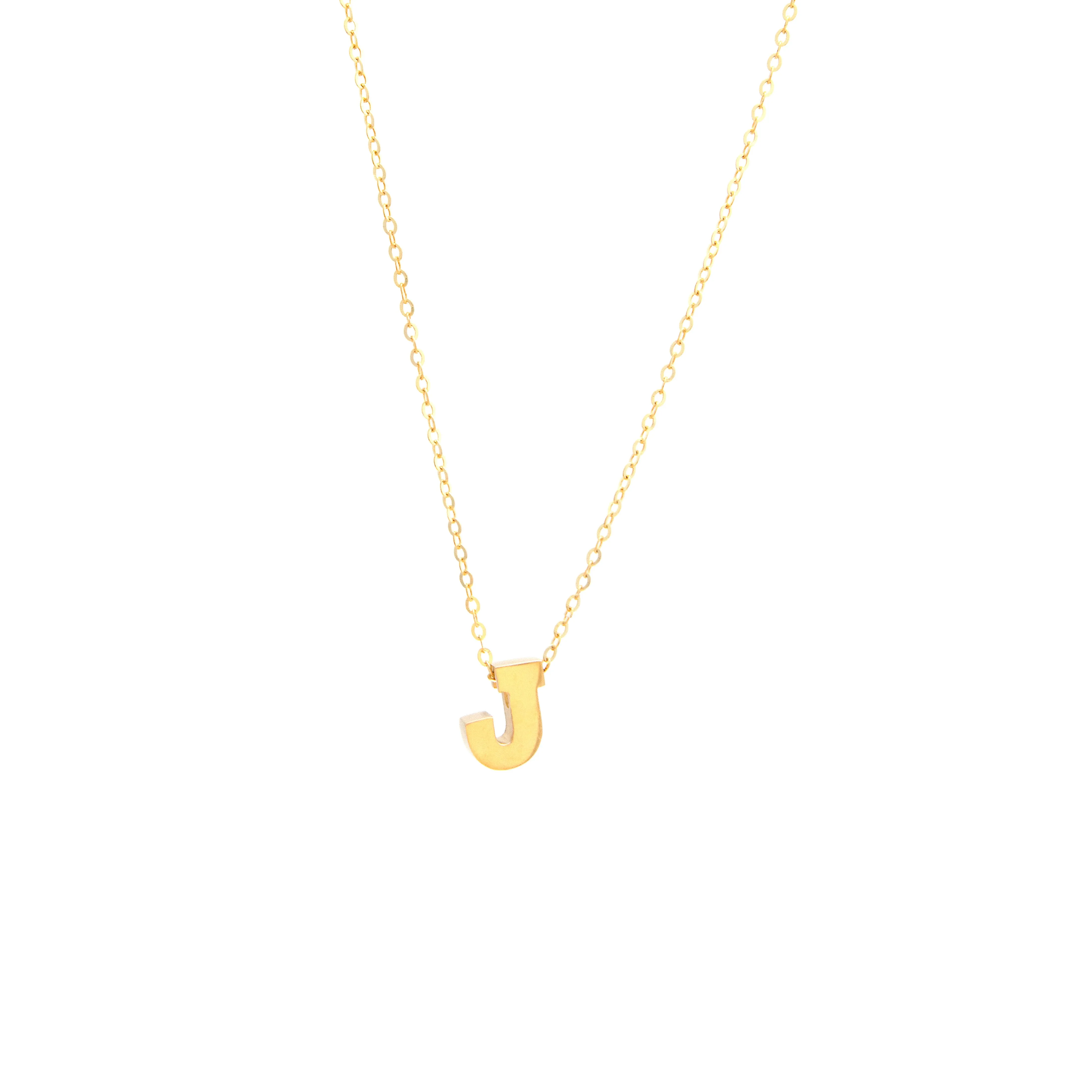Initial J in 14k Yellow Gold Necklace