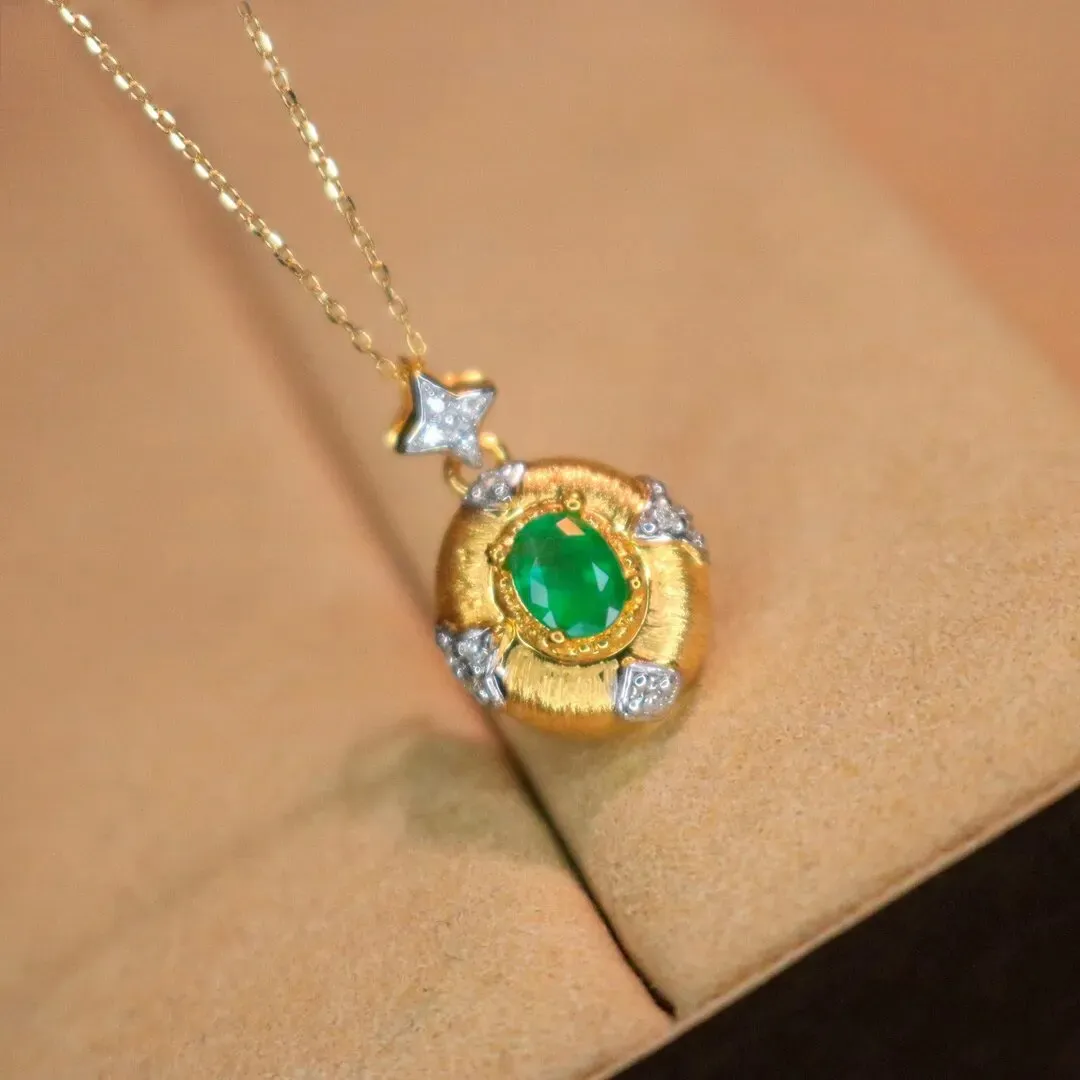 Italian Vintage Jewelry Luxury Artificial High Quality Emerald Pendant Necklaces