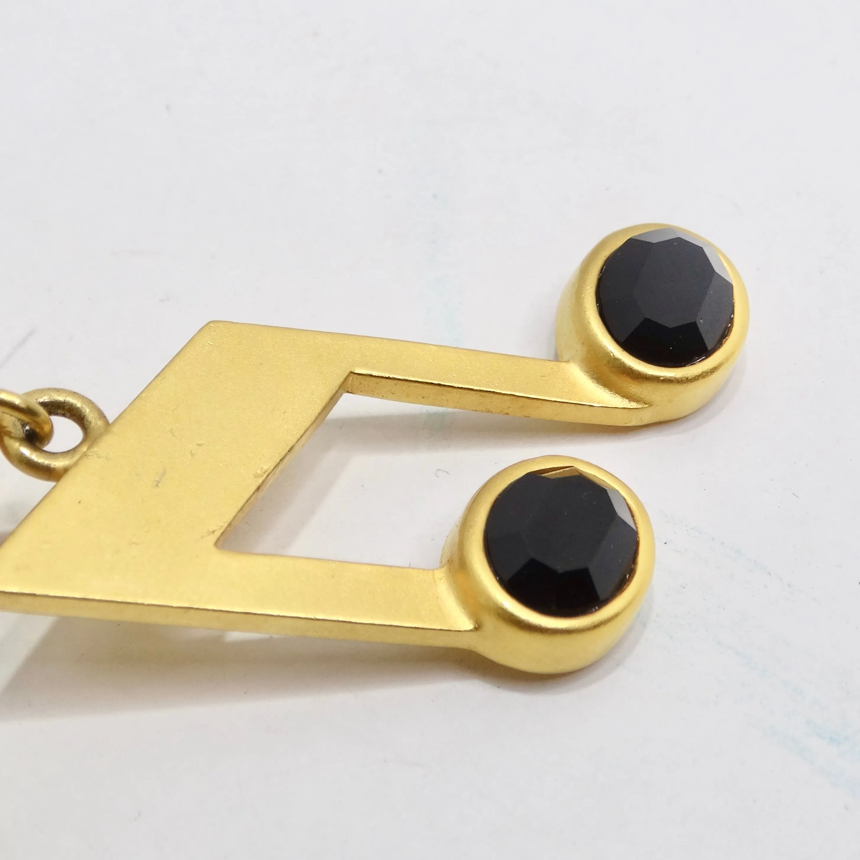 Karl Lagerfeld 1980s Gold Tone Music Note Earrings