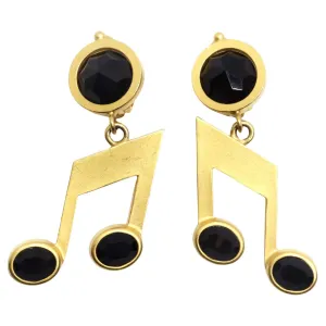 Karl Lagerfeld 1980s Gold Tone Music Note Earrings
