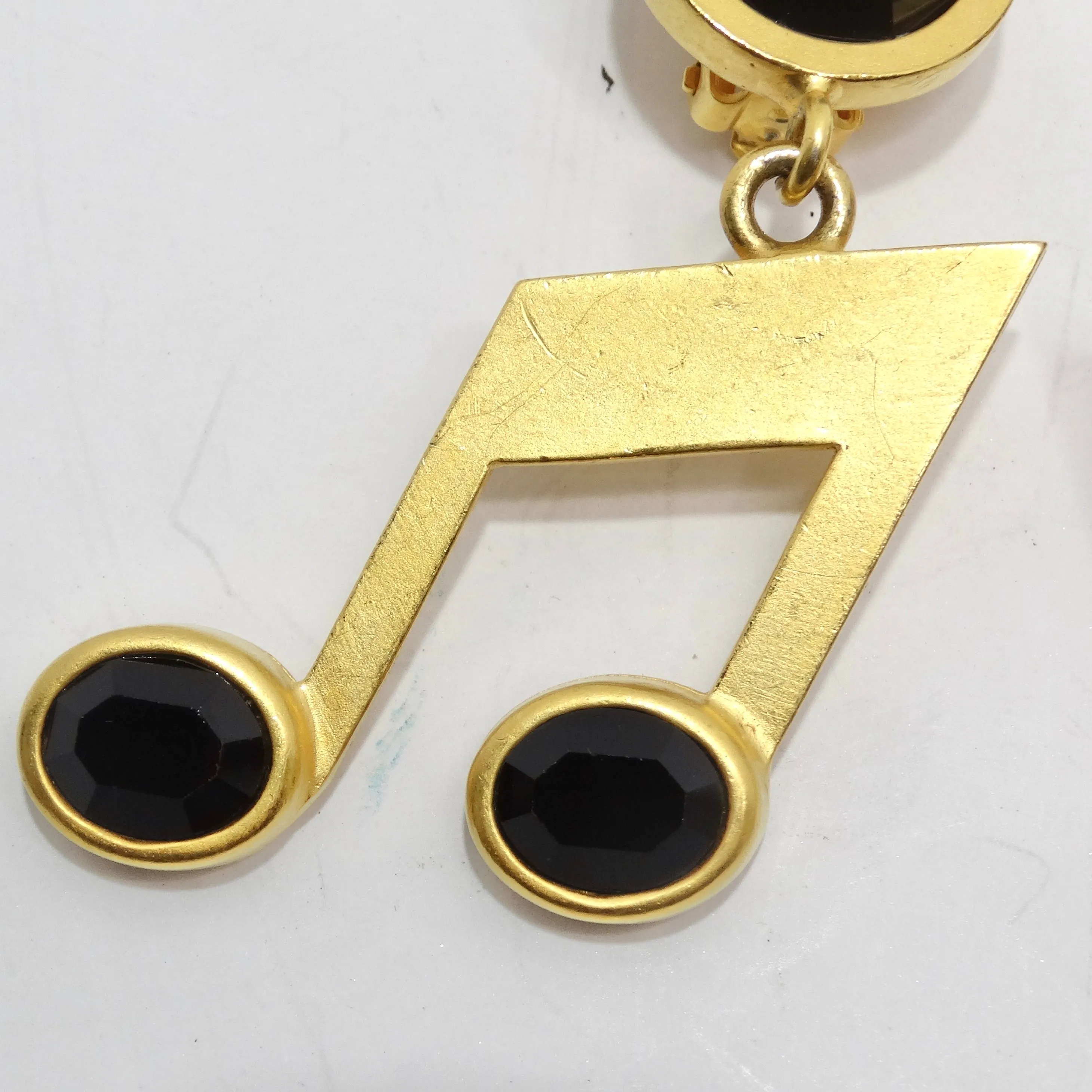Karl Lagerfeld 1980s Gold Tone Music Note Earrings