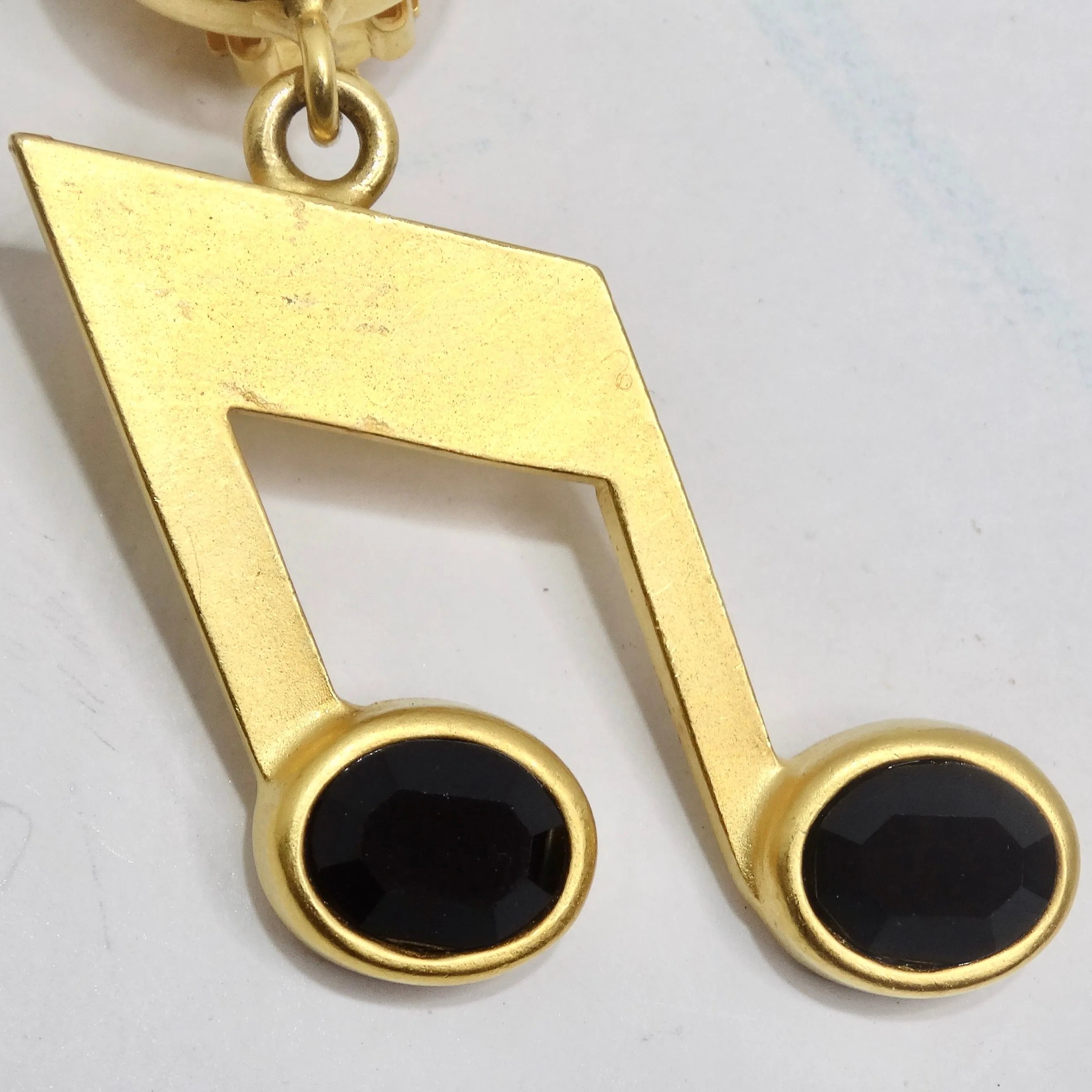 Karl Lagerfeld 1980s Gold Tone Music Note Earrings