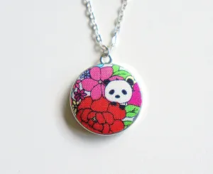 Kazumi Panda Handmade Fabric Button Necklace