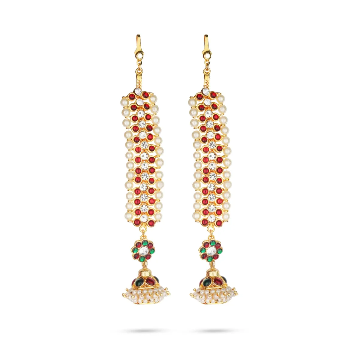 Kemp Jhumka with Mattal | Kemp Jimikki/ Kemp Stone Jhumka for Women