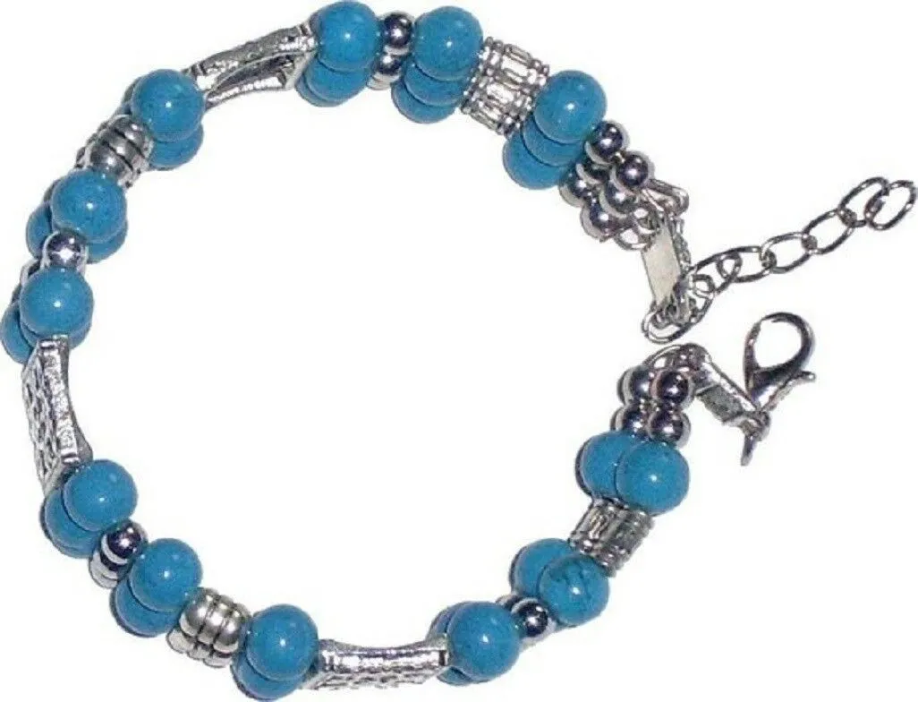 Ladies 3 Layered Turquoise Tibetan Beaded Tier Bangle