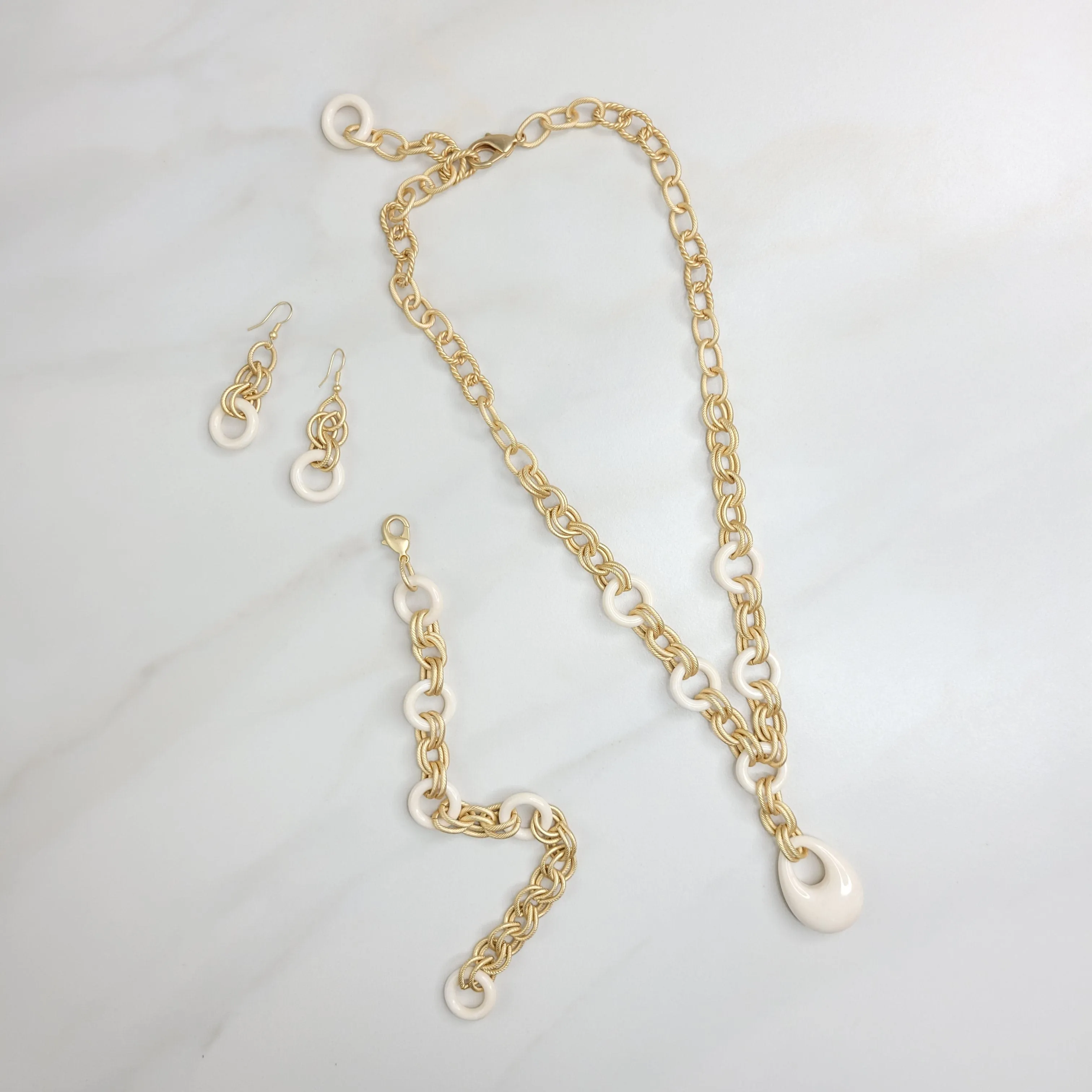 Leona Matte Gold Necklace with Vintage Pendant