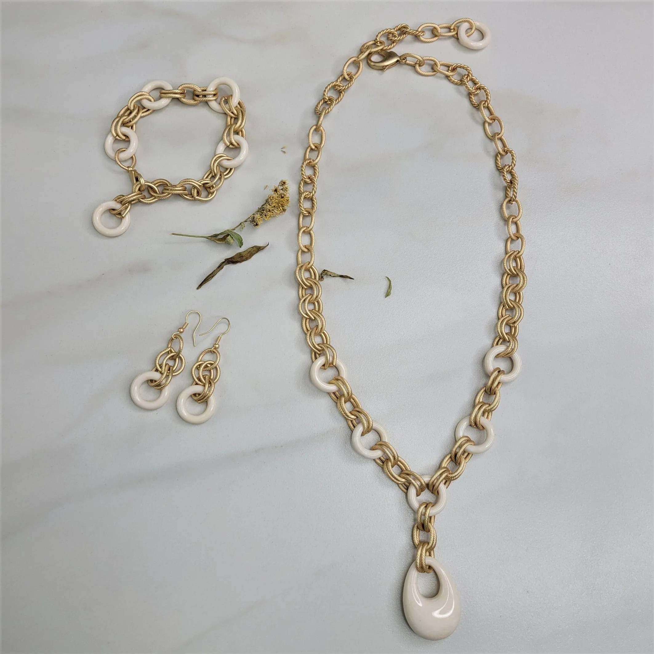 Leona Matte Gold Necklace with Vintage Pendant