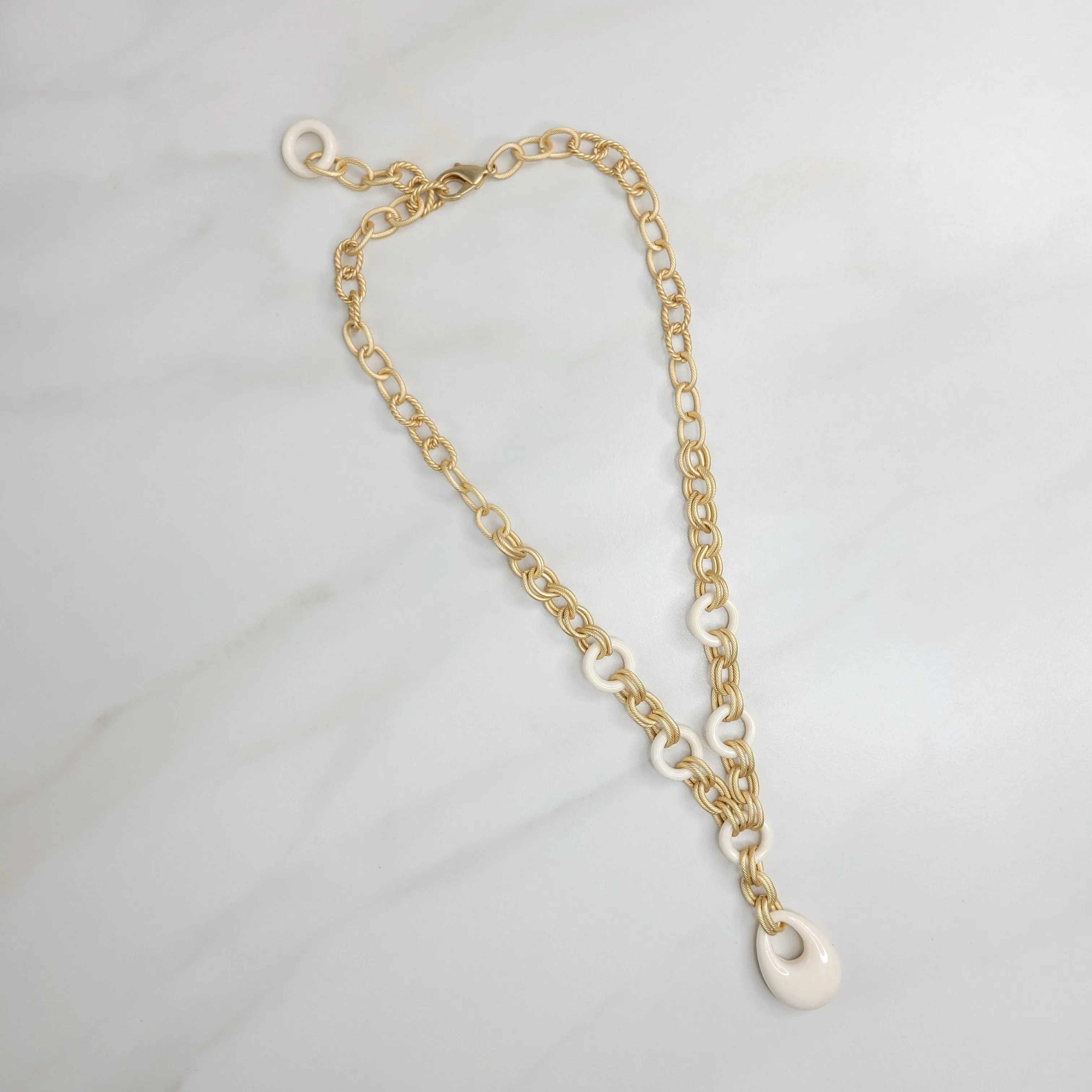 Leona Matte Gold Necklace with Vintage Pendant