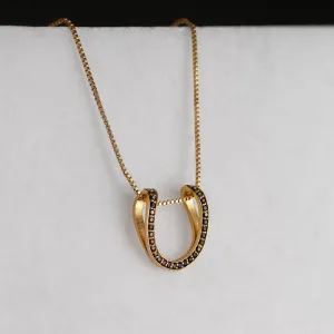 Levade - Black Moisannite Stones and 14K Gold on Sterling Silver Horseshoe Necklace