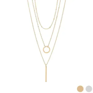 Loop & Satellite 3-Row Chain Necklace