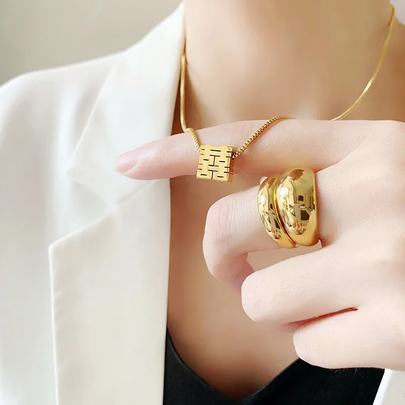 Lucky Chinese Character Pendant Necklace
