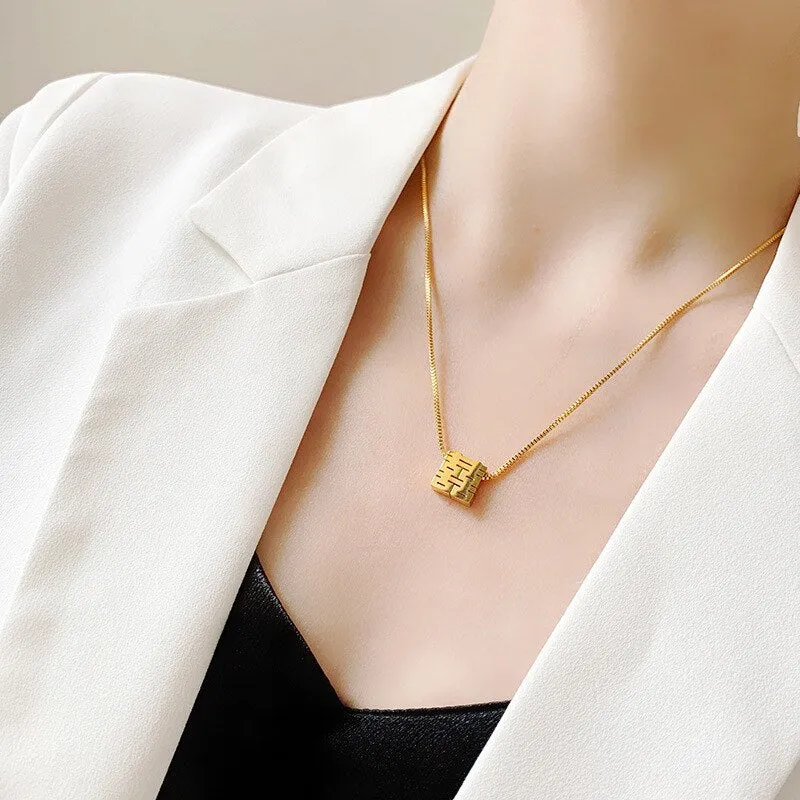 Lucky Chinese Character Pendant Necklace