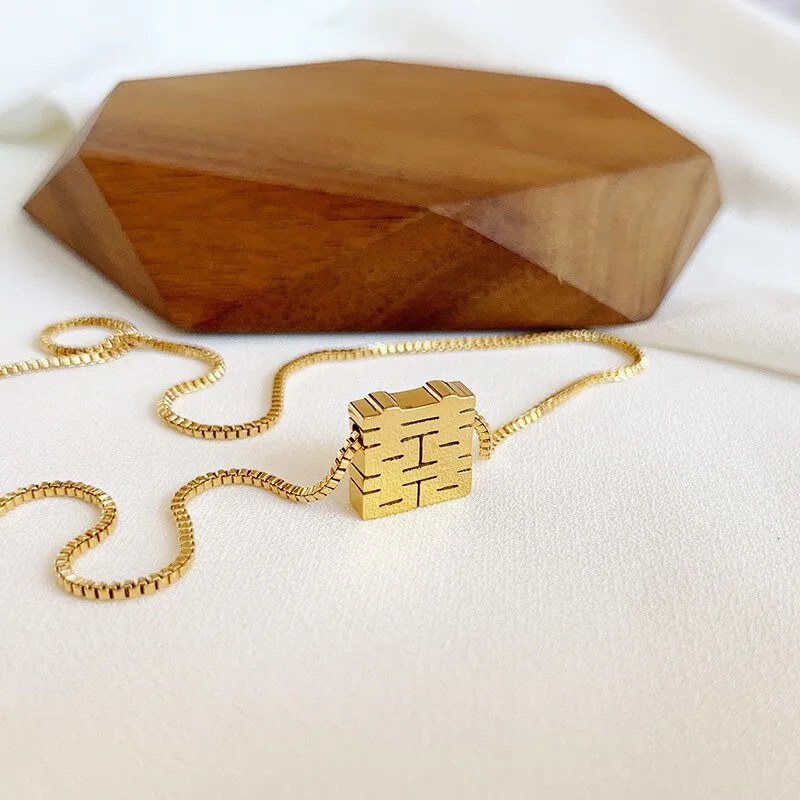 Lucky Chinese Character Pendant Necklace