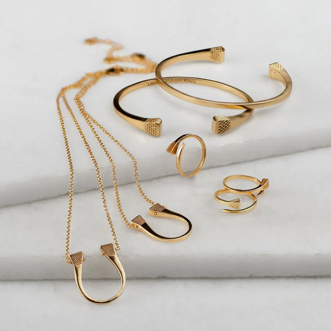 Lucky Nail - Stylized Horseshoe Nail Pendant and 14K Gold on Sterling Silver Necklace