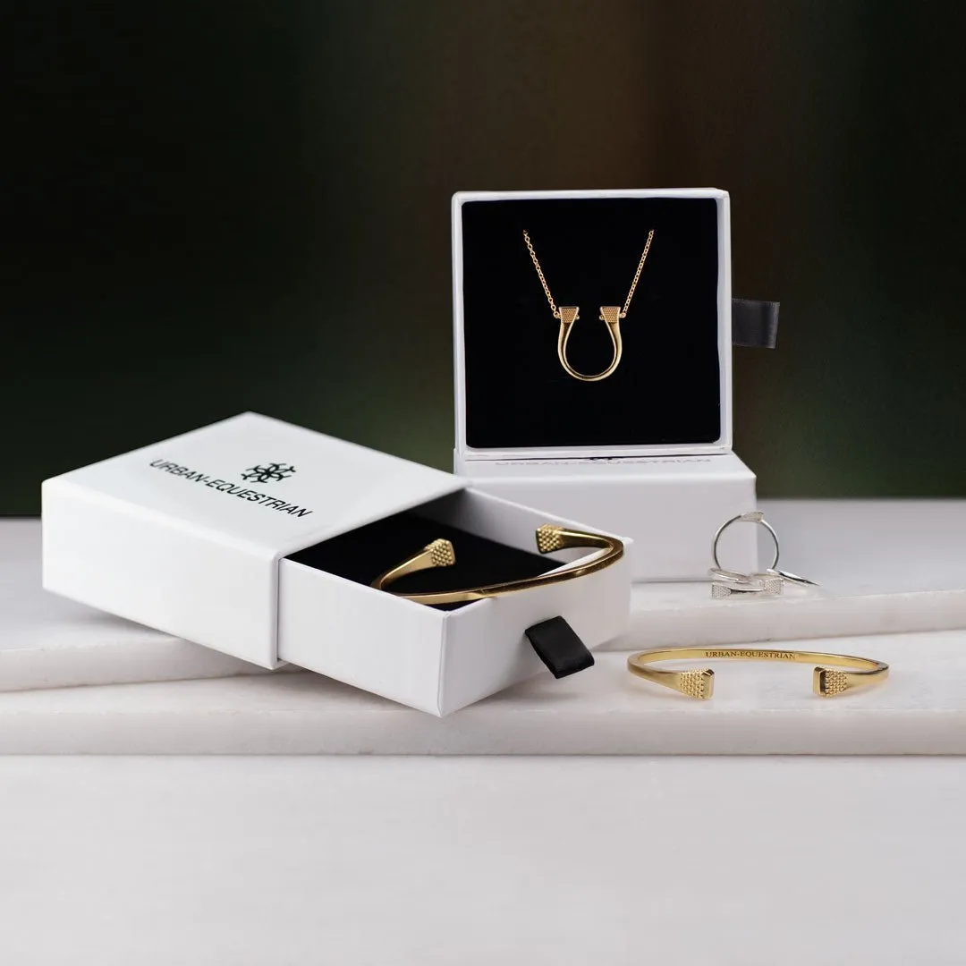 Lucky Nail - Stylized Horseshoe Nail Pendant and 14K Gold on Sterling Silver Necklace