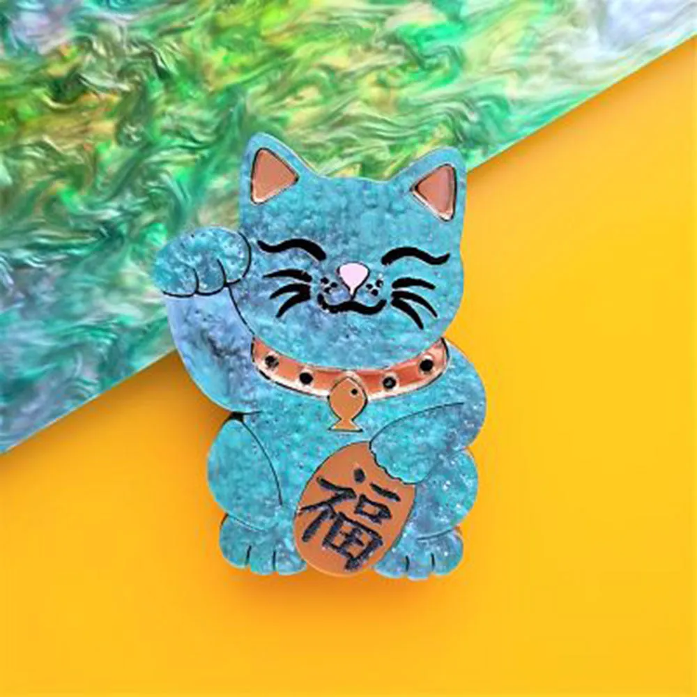 Maneki Neko - Good Luck Brooch by Cherryloco