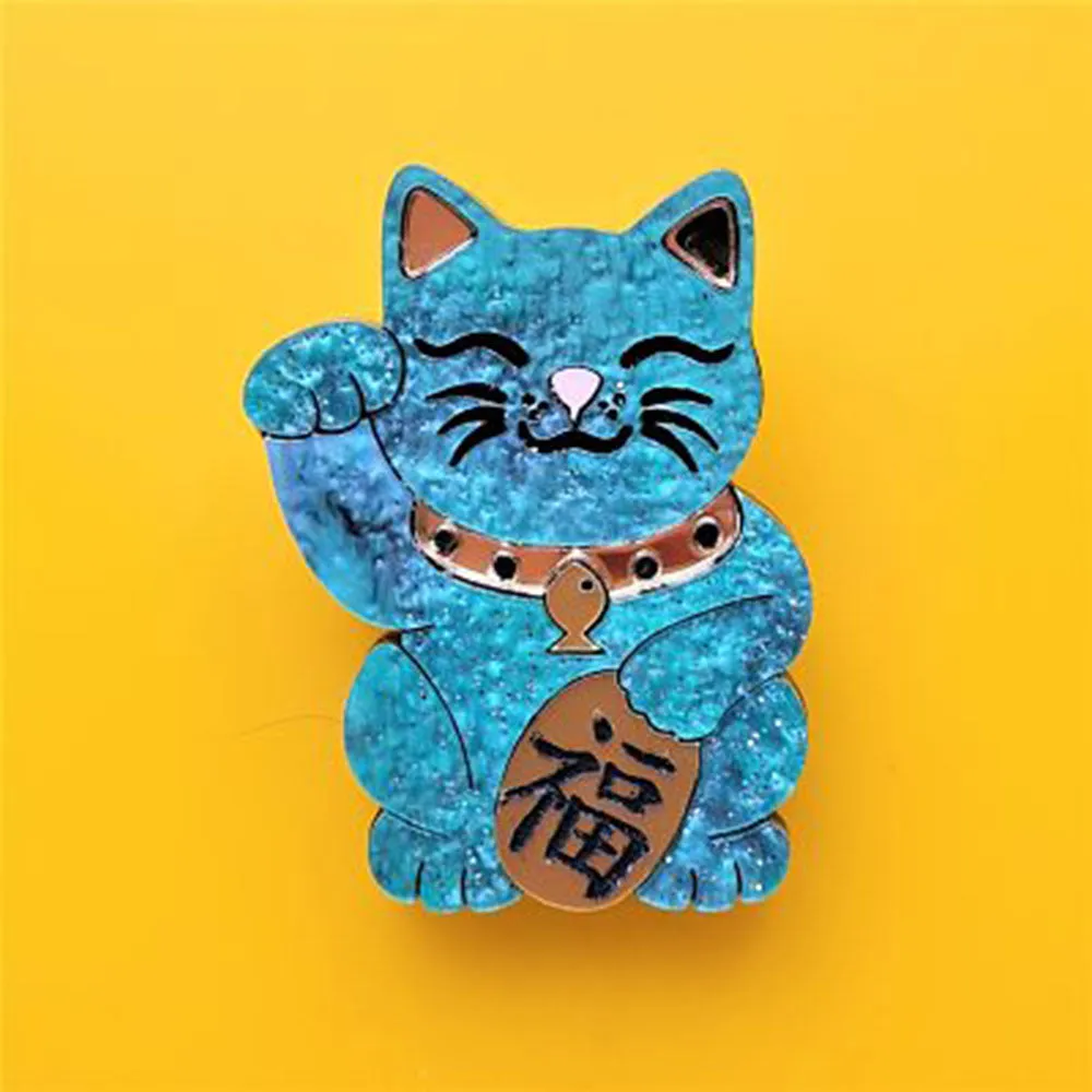 Maneki Neko - Good Luck Brooch by Cherryloco