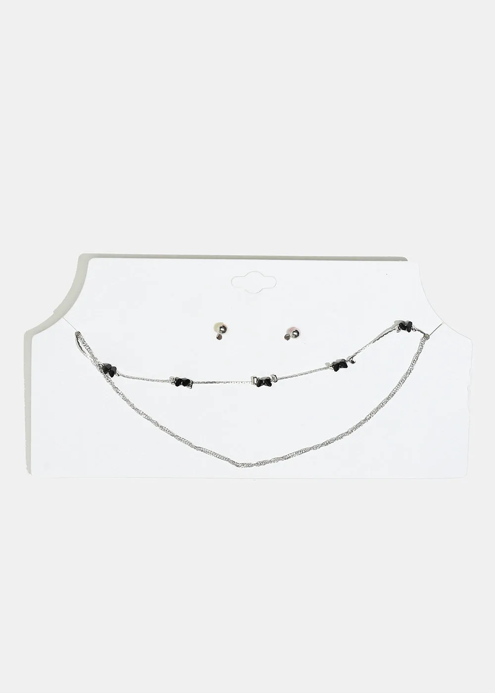 Marble Stone Necklace with Ball Stud Earrings