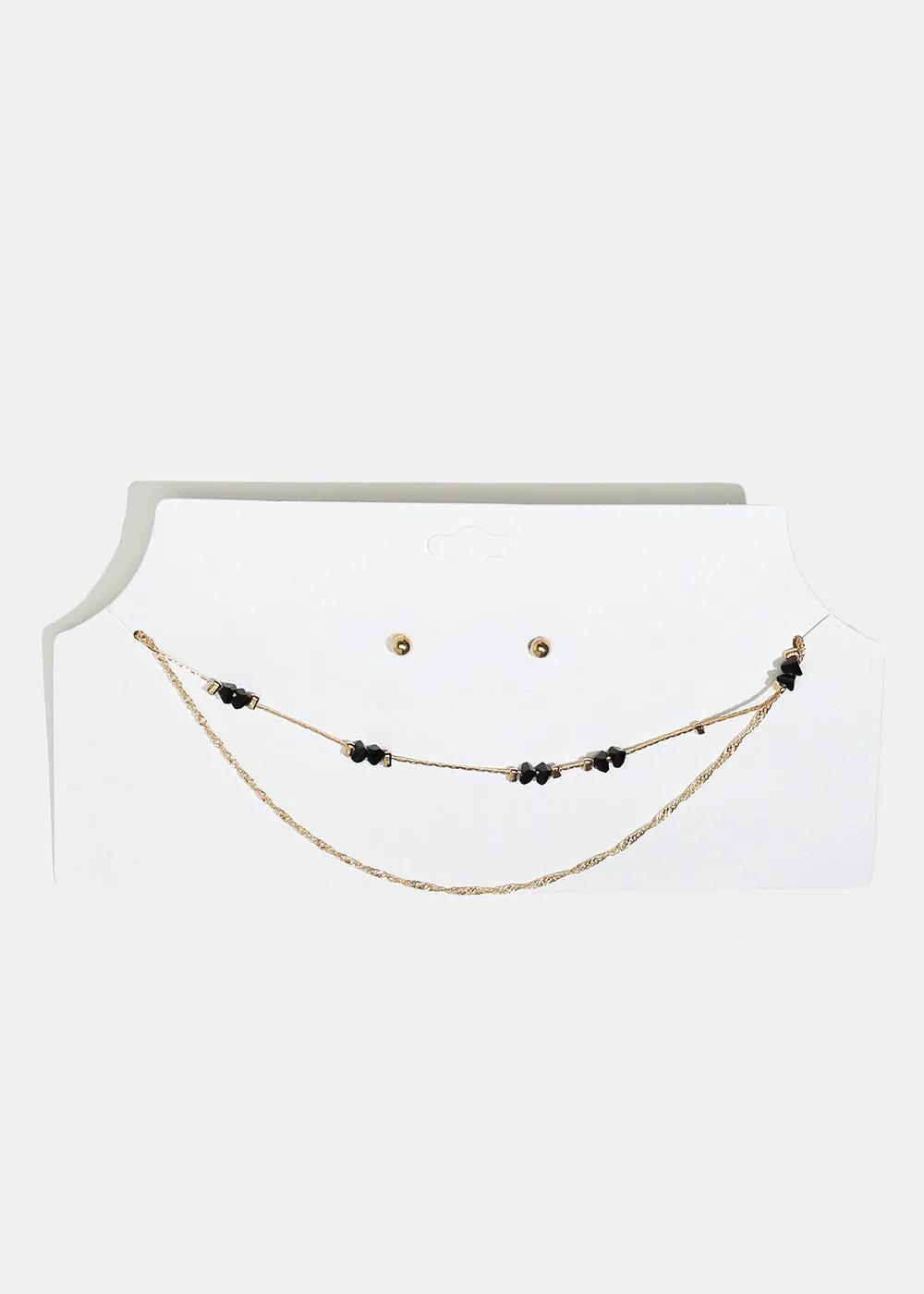 Marble Stone Necklace with Ball Stud Earrings