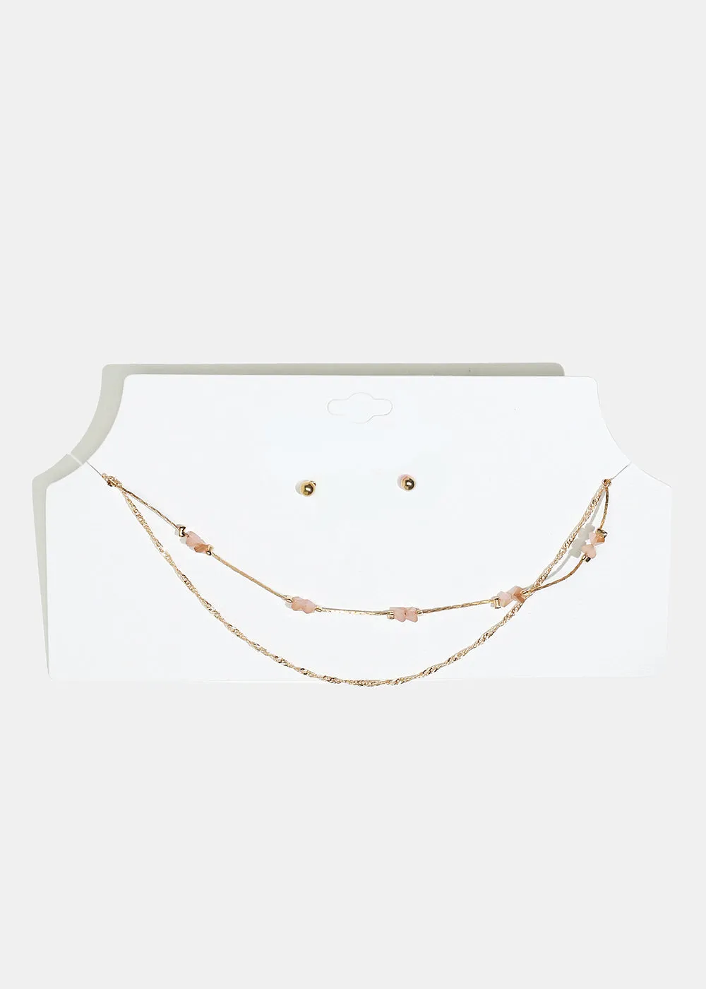 Marble Stone Necklace with Ball Stud Earrings