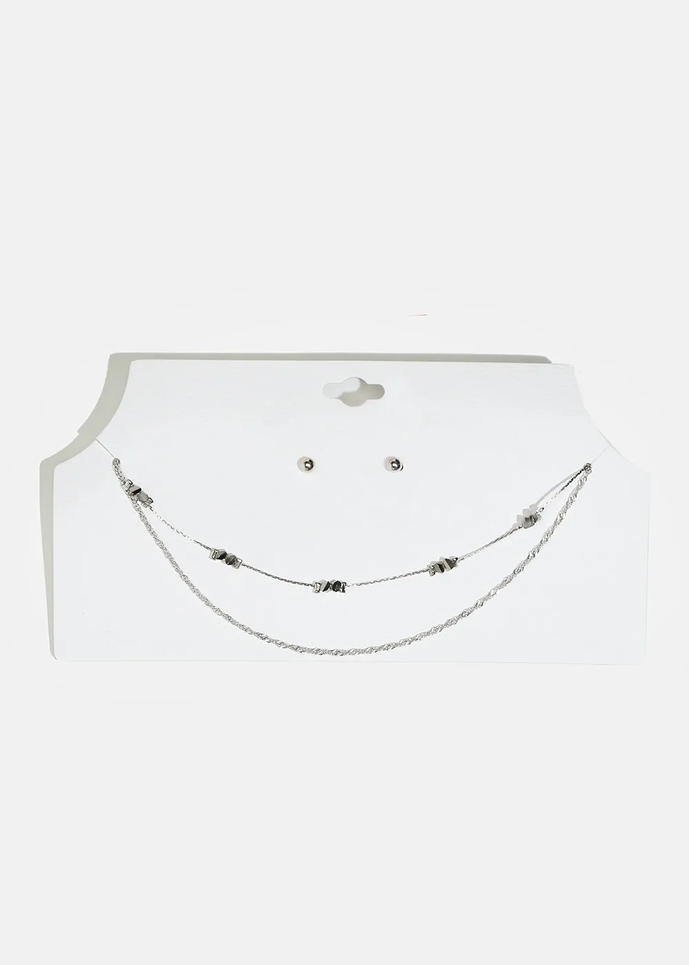 Marble Stone Necklace with Ball Stud Earrings