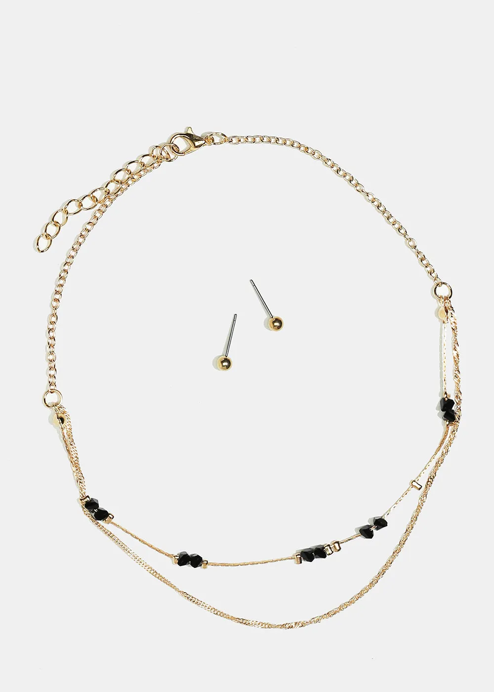 Marble Stone Necklace with Ball Stud Earrings