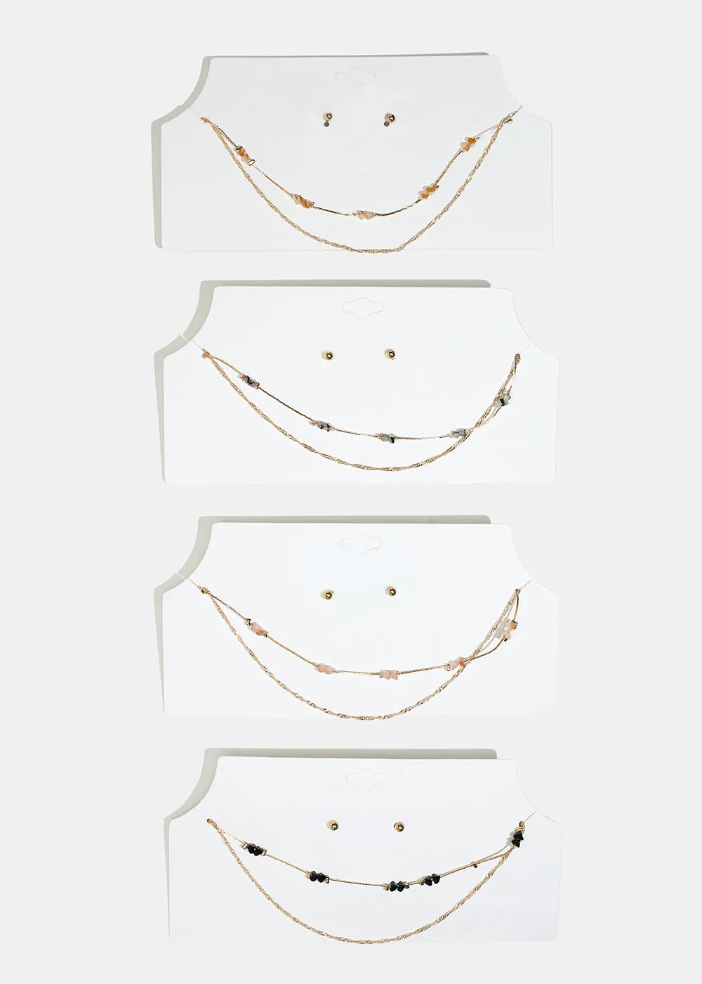 Marble Stone Necklace with Ball Stud Earrings