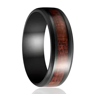 Men 8mm Black Tungsten Ring Vintage Wedding Engagement Promise Band KOA Wood Inlay Comfort Fit