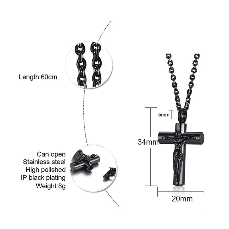 MEN JESUS CROSS ASHES PENDANT NECKLACE