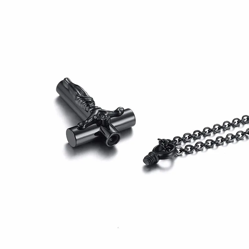 MEN JESUS CROSS ASHES PENDANT NECKLACE