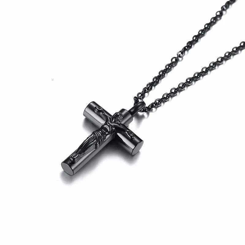 MEN JESUS CROSS ASHES PENDANT NECKLACE