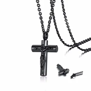 MEN JESUS CROSS ASHES PENDANT NECKLACE