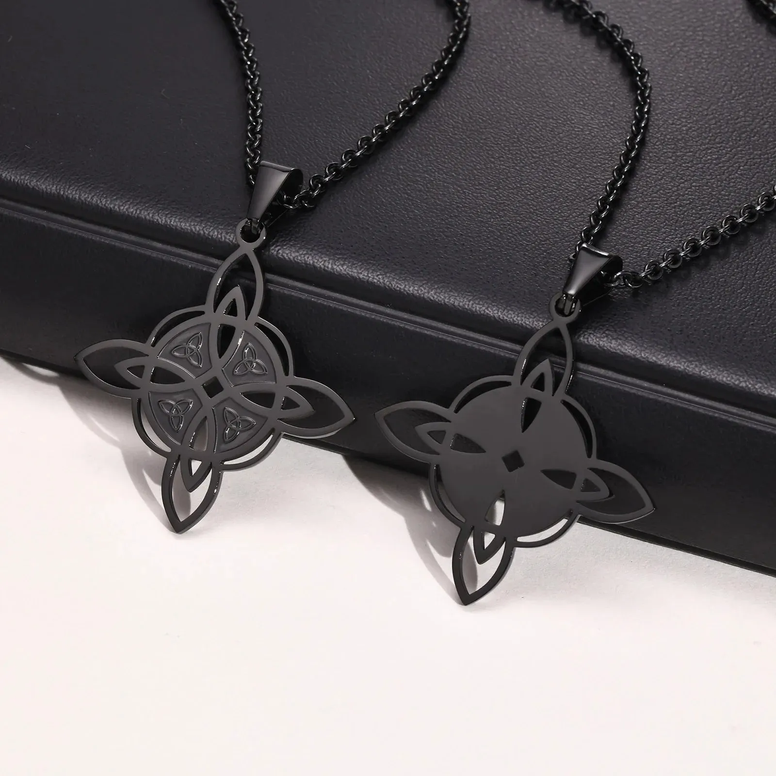 Men Waterproof Stainless Steel Triple Moon Goddess Necklaces