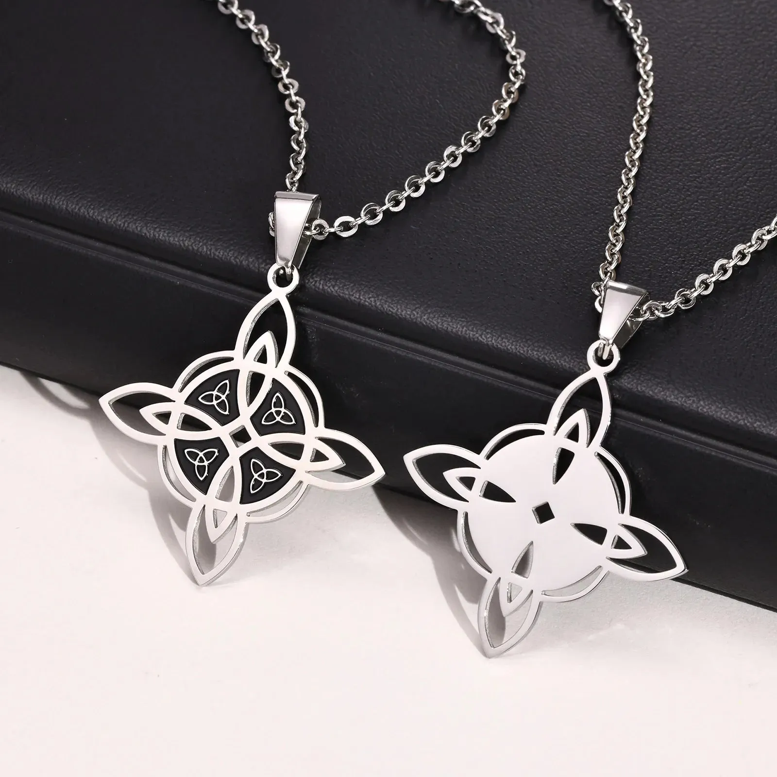 Men Waterproof Stainless Steel Triple Moon Goddess Necklaces