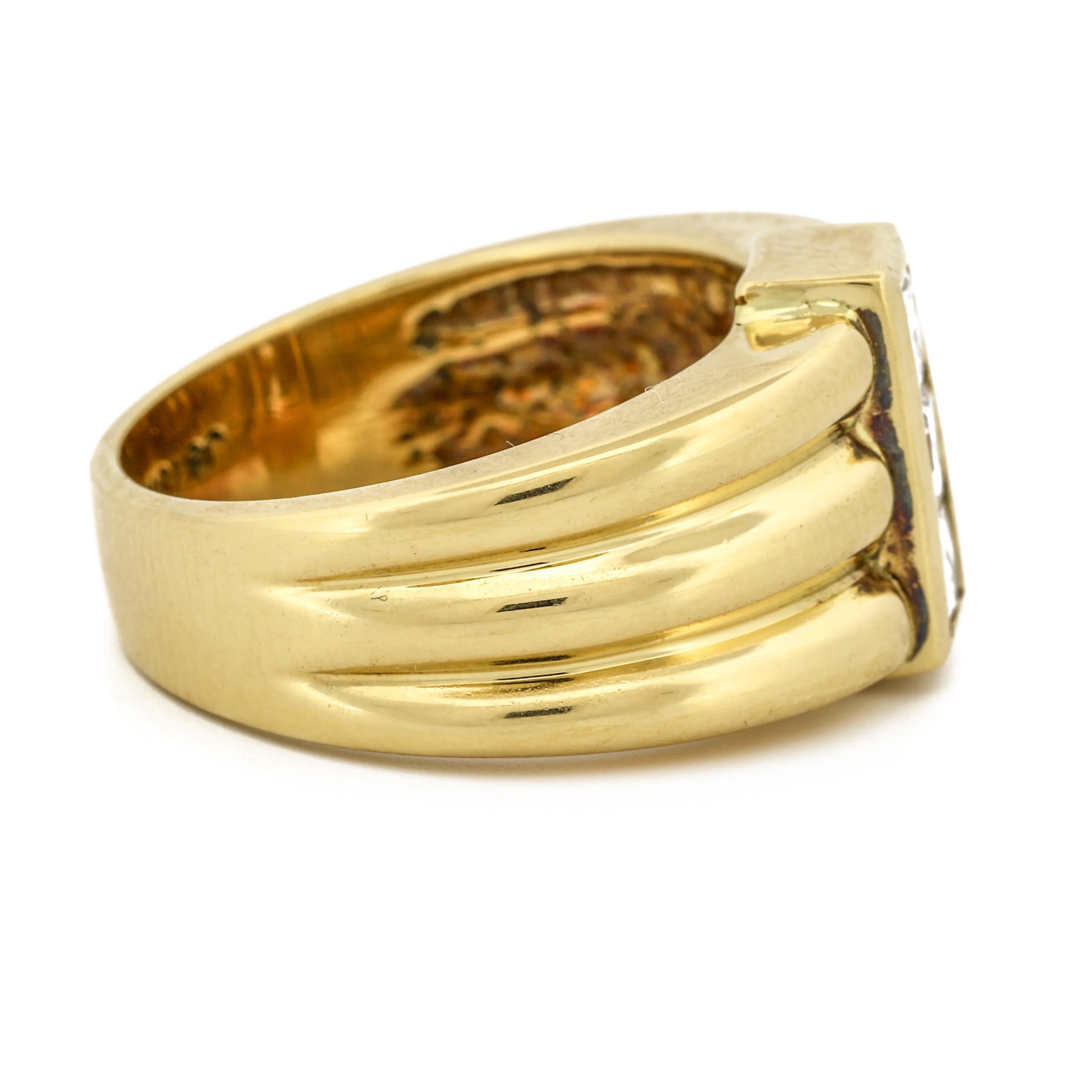 Modern Diamond Statement Ring in 18k Yellow Gold Signed JS