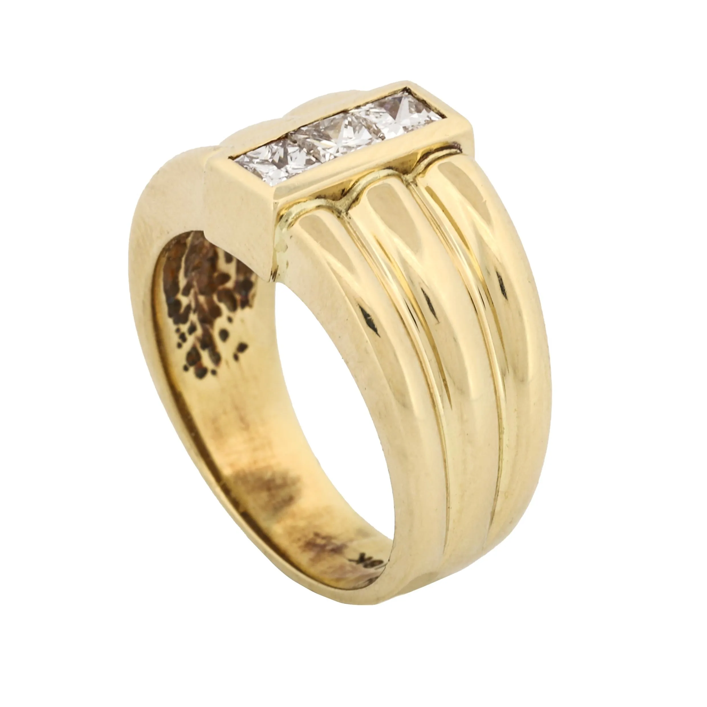 Modern Diamond Statement Ring in 18k Yellow Gold Signed JS