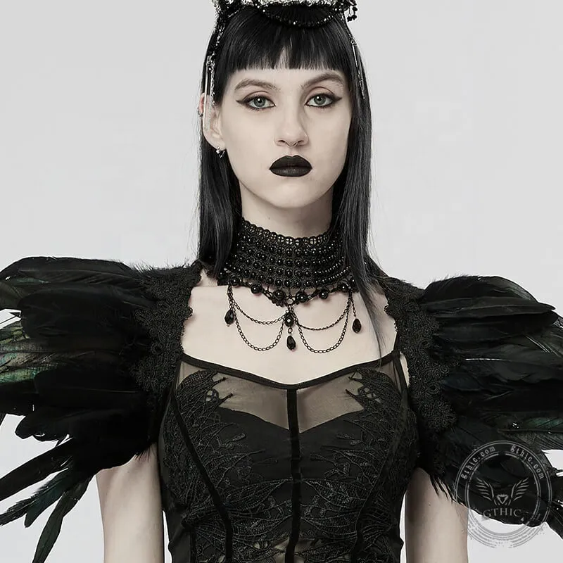 Multilayered Imitation Peal Gothic Choker Necklace