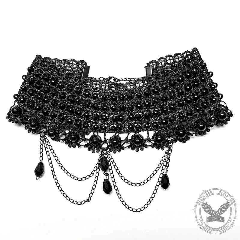 Multilayered Imitation Peal Gothic Choker Necklace