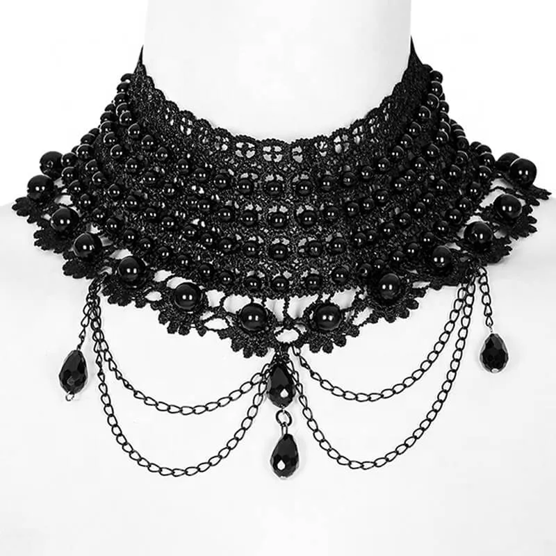 Multilayered Imitation Peal Gothic Choker Necklace