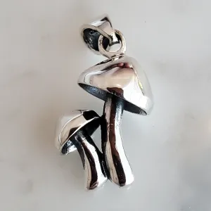 Mushroom 3D Pendant .925 Sterling Silver Fungi Charm