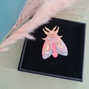 Mystic Moon Moth Necklace - Coral Sunset by Cherryloco Jewellery
