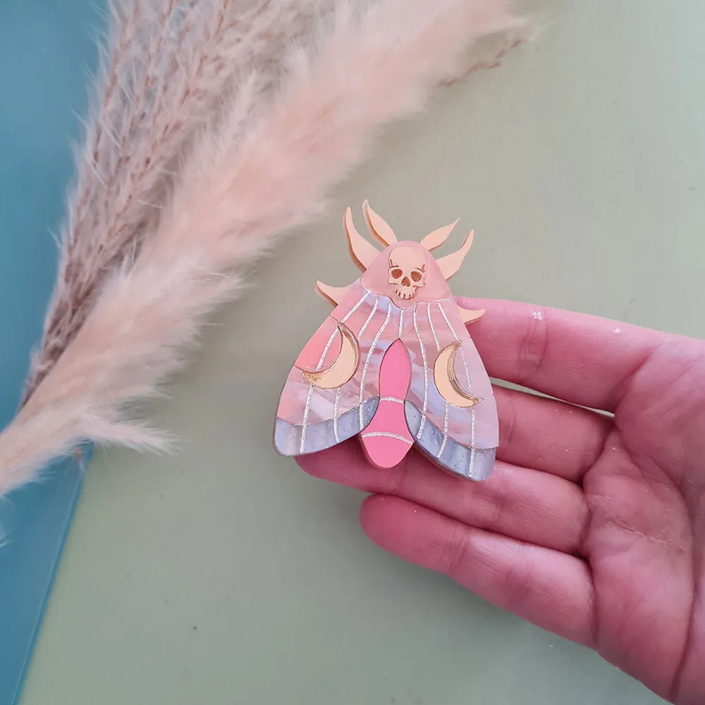 Mystic Moon Moth Necklace - Coral Sunset by Cherryloco Jewellery
