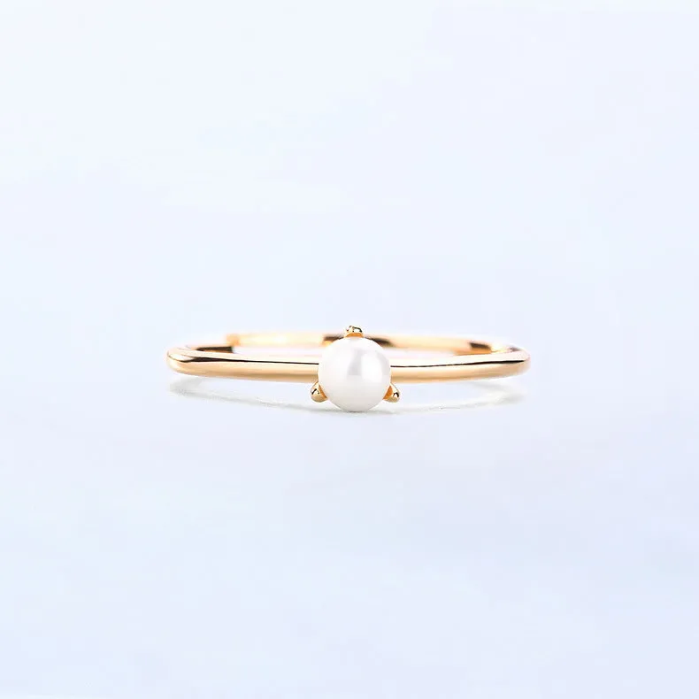 Natural Freshwater Pearl Slim Opening Sterling Silver Ring
