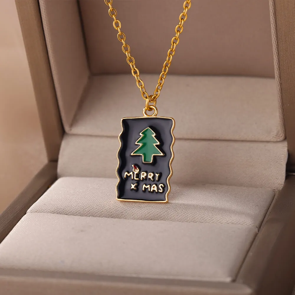 New Design Trendy Xmas Tree Pendant Necklace For Women