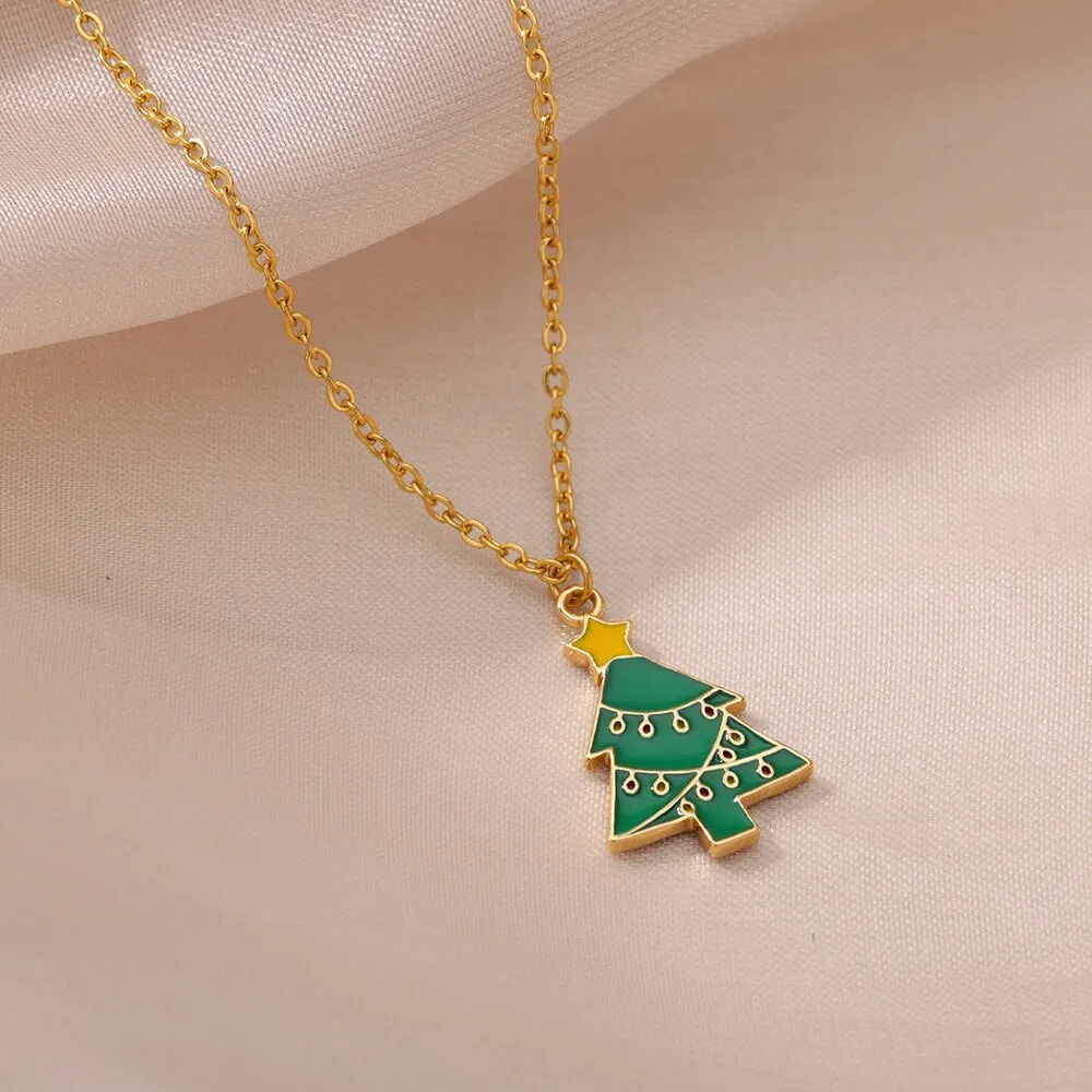 New Design Trendy Xmas Tree Pendant Necklace For Women