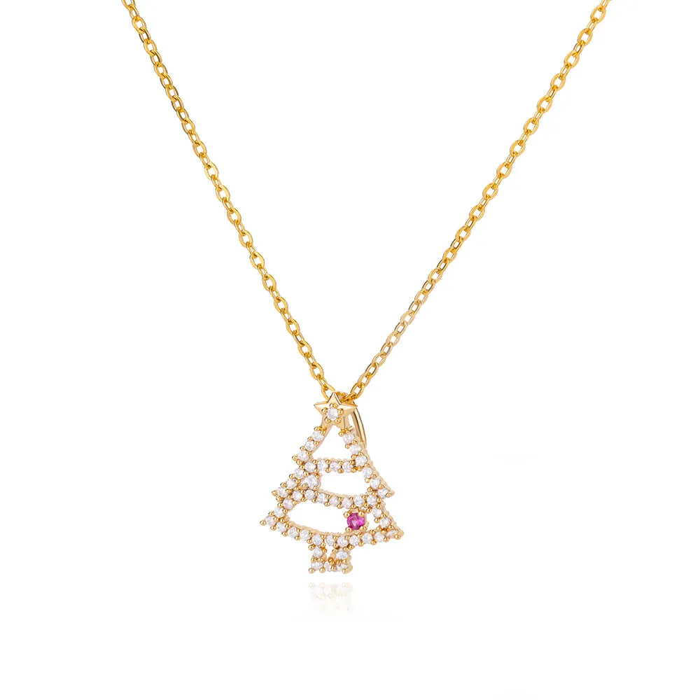 New Design Trendy Xmas Tree Pendant Necklace For Women