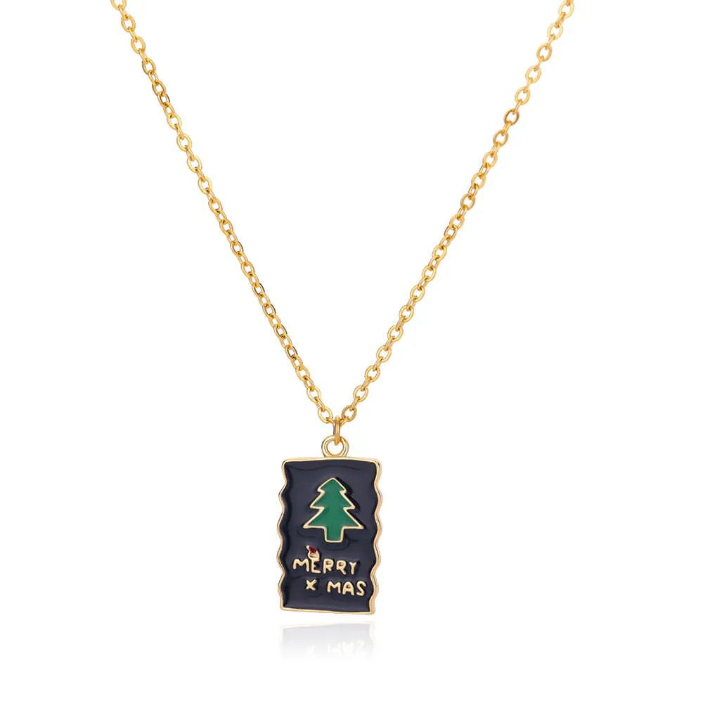 New Design Trendy Xmas Tree Pendant Necklace For Women