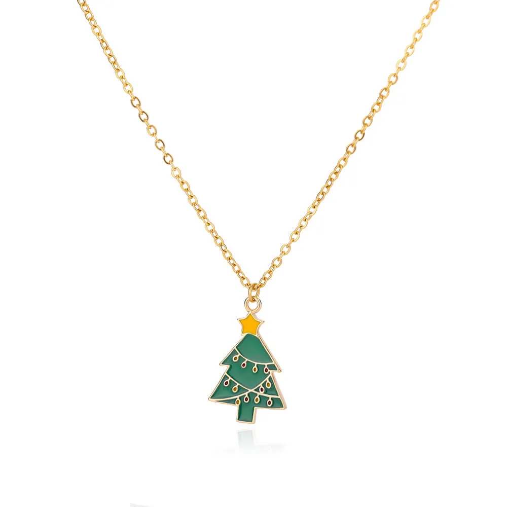 New Design Trendy Xmas Tree Pendant Necklace For Women